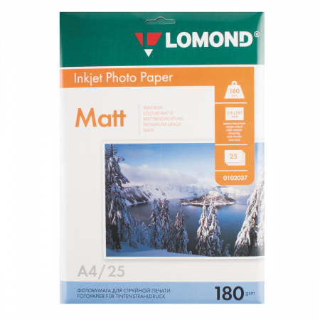 Фотобумага Lomond Ink Jet 180/A4/25 мат.одн. 0102037 Фотобумага Lomond Ink Jet 180/A4/25 мат.одн. 0102037
