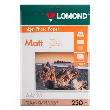 Фотобумага Lomond Ink Jet А4, 230г/кв.м., 25л, матовая 0102050 Фотобумага Lomond Ink Jet А4, 230г/кв.м., 25л, матовая 0102050
