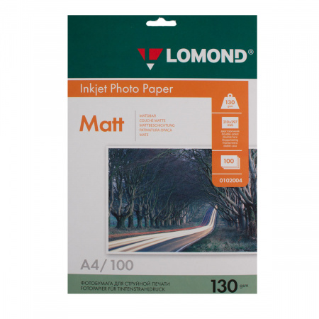Фотобумага Lomond Ink Jet А4, 130г/кв.м., 100л, матовая, двусторонняя 0102004 Фотобумага Lomond Ink Jet А4, 130г/кв.м., 100л, матовая, двусторонняя 0102004