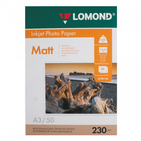 Фотобумага Lomond Ink Jet А3, 230г/кв.м., 50л, матовая 0102156 Фотобумага Lomond Ink Jet А3, 230г/кв.м., 50л, матовая 0102156