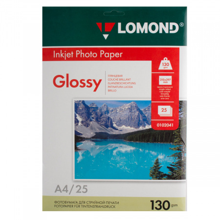 Фотобумага Lomond Ink Jet А4, 130г/кв.м., 25л, глянцевая 0102041 Фотобумага Lomond Ink Jet А4, 130г/кв.м., 25л, глянцевая 0102041