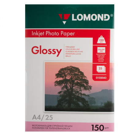 Фотобумага Lomond Ink Jet А4, 150г/кв.м., 25л, глянцевая 0102043 Фотобумага Lomond Ink Jet А4, 150г/кв.м., 25л, глянцевая 0102043