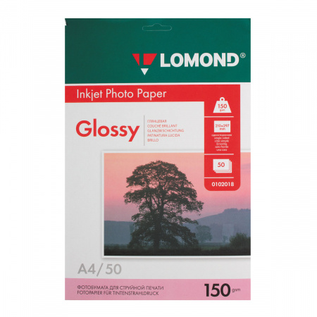 Фотобумага Lomond Ink Jet А4, 150г/кв.м., 50л, глянцевая 0102018 Фотобумага Lomond Ink Jet А4, 150г/кв.м., 50л, глянцевая 0102018