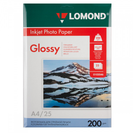 Фотобумага Lomond Ink Jet А4, 200г/кв.м., 25л, глянцевая 0102046 Фотобумага Lomond Ink Jet А4, 200г/кв.м., 25л, глянцевая 0102046
