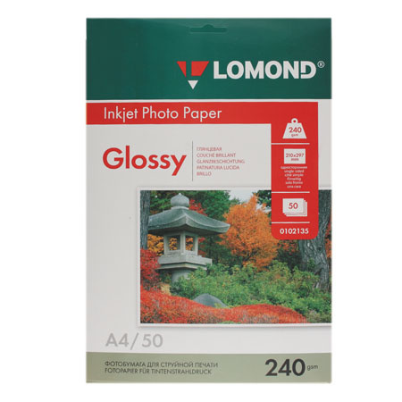 Фотобумага Lomond Ink Jet А4, 240г/кв.м., 50л, глянцевая 0102135 Фотобумага Lomond Ink Jet А4, 240г/кв.м., 50л, глянцевая 0102135
