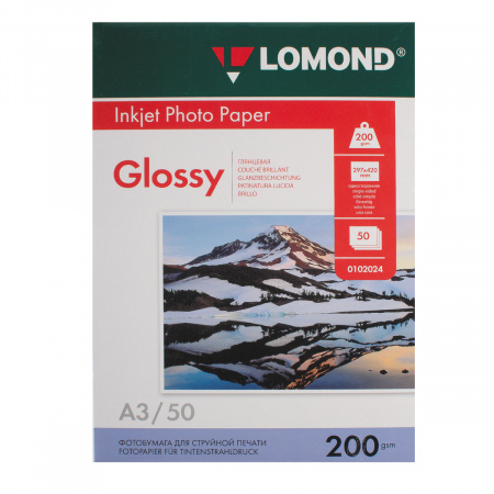 Фотобумага Lomond Ink Jet А3, 200г/кв.м., 50л, глянцевая 0102024 Фотобумага Lomond Ink Jet А3, 200г/кв.м., 50л, глянцевая 0102024