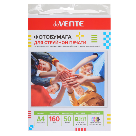Фотобумага, deVENTE, А4, 160 г/кв.м, 50 листов, глянцевая, 2042500