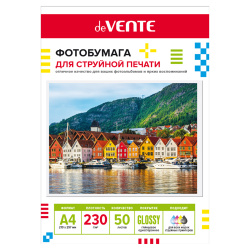 Фотобумага, deVENTE, А4, 230 г/кв.м, 50 листов, глянцевая, 2042405