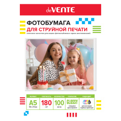 Фотобумага, deVENTE, А5, 180 г/кв.м, 100 листов, глянцевая, 2042400