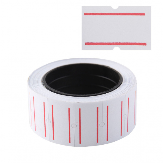 Этикет-лента 21*12мм, форма прямоугольная, 700шт, цвет белый с красной полосой Ligamarket НФ-00002727