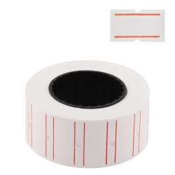 Этикет-лента 21*12 мм, прямоугольная, 600 шт, цвет белый с красной полосой KLERK 232531