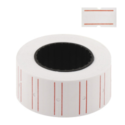 Этикет-лента 21*12 мм, прямоугольная, 600 шт, цвет белый с красной полосой KLERK 232531