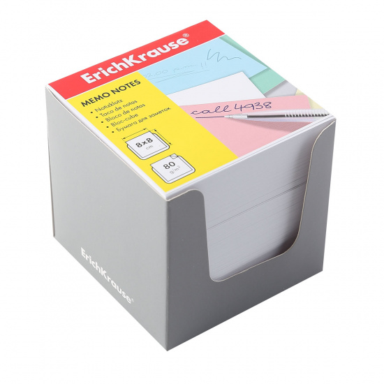 Блок для записей 8*8*8 см, куб, не склеенный, белый, подставка картонная Erich Krause 36985