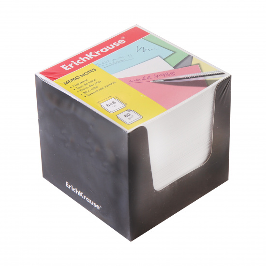 Блок для записей 80*80*80мм, куб, не склеенный, белый, подставка картонная черная Erich Krause 36984
