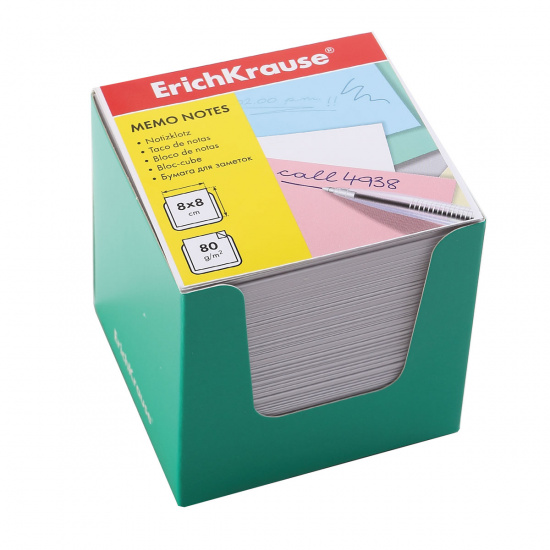 Блок для записей 8*8*8 см, куб, не склеенный, белый, подставка картонная Erich Krause 36987
