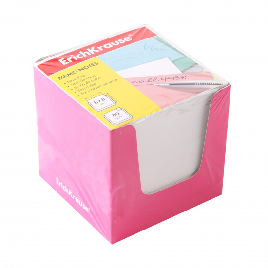 Блок для записей 8*8*8 см, куб, не склеенный, белый, подставка картонная Erich Krause 36988