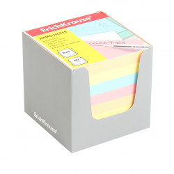 Блок для записей 80*80*80мм, куб, не склеенный, 4 цвета, подставка картонная серая Erich Krause 36996