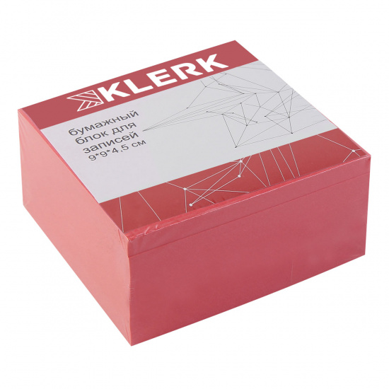 Блок для записей 90*90*45мм, куб, не склеенный, красный KLERK 200859-3