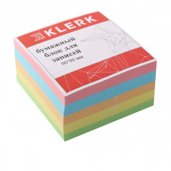 Блок для записей 9*9*5 см, куб, не склеенный, 5 цветов KLERK 183606
