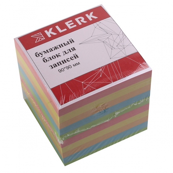 Блок для записей 90*90*90 мм, куб, не склеенный, 5 цветов KLERK 183607