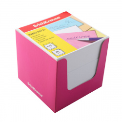 Блок для записей 90*90*90мм, куб, не склеенный, белый, подставка картонная розовая Erich Krause 37010