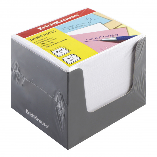 Блок для записей 9*9*9 см, куб, не склеенный, белый, подставка картонная Erich Krause 37007
