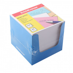 Блок для записей 90*90*90мм, куб, не склеенный, белый, подставка картонная синяя Erich Krause 37008