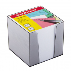 Блок для записей 90*90*90мм, куб, не склеенный, белый, подставка пластиковая Erich Krause 4458
