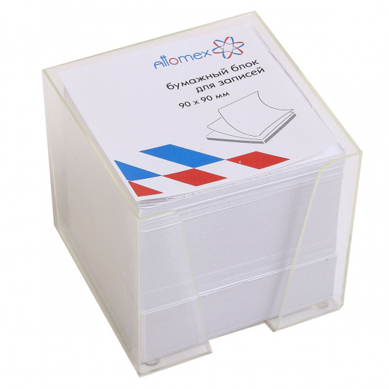 Блок для записей 9*9*9 куб белый офсет 60-65г/м2 90% в пластиковой подставке Эконом Attomex 2013612 