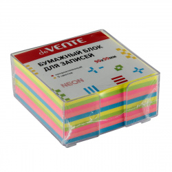Блок для записей 9*9*4 куб 5 цветов офсет 80г/м2 в пластиковой подставке цветов неон deVENTE 2013701