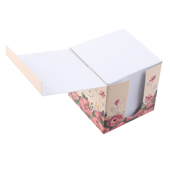 Блок для записей 9*9*9 см, куб, не склеенный, белый, подставка картонная Flora Hatber CB_069227