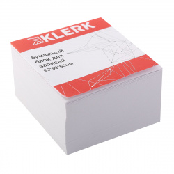 Блок для записей 9*9*5 см, куб, не склеенный, белый, белизна 96% KLERK 205819