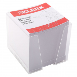 Блок для записей 9*9*9 см, куб, не склеенный, белый, подставка пластиковая KLERK 205828
