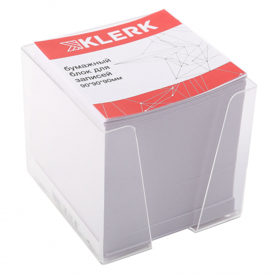 Блок для записей 90*90*90 мм, куб, не склеенный, белый, подставка пластиковая KLERK 205828