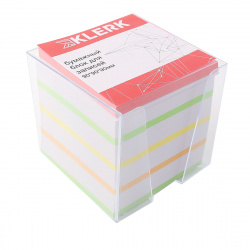 Блок для записей 9*9*9 см, куб, не склеенный, 5 цветов, белизна 92%, подставка пластиковая KLERK 210057