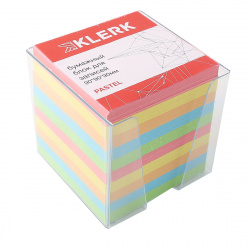 Блок для записей 9*9*9 см, куб, не склеенный, 5 цветов, подставка пластиковая KLERK 210056