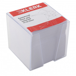 Блок для записей 9*9*9 см, куб, не склеенный, белый, белизна 92%, подставка пластиковая KLERK 206883