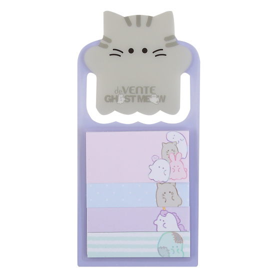Блок самоклеящийся, 12*50 мм + 25*50 мм, 80 листов, 4 цвета, Серый котенок, Ghost Meow, deVENTE, 2010517
