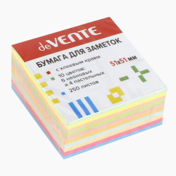 Бумага для заметок самокл 51*51 250л 6цв неон 4цв пастель deVENTE 2010720