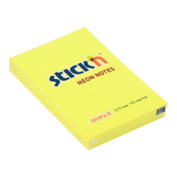 Блок самоклеящийся 51*76 мм, 100 листов, желтый, неон Stick`n Hopax Stick`n 21132