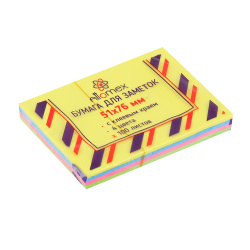 Блок самоклеящийся, 51*76 мм, 100 листов, 4 цвета, неон, Attomex, 2010420