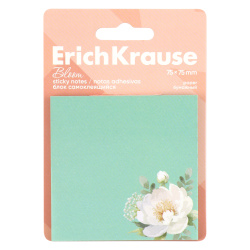 Блок самоклеящийся 75*75 мм, 50 листов, мятный Pastel Bloom Erich Krause 61662