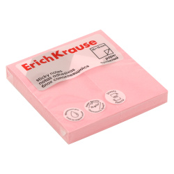 Блок самоклеящийся 75*75 мм, 100 листов, розовый, пастель Erich Krause 61648