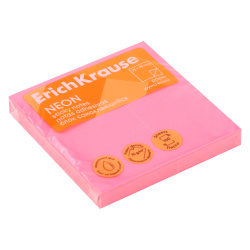 Блок самоклеящийся 75*75 мм, 100 листов, розовый Neon Erich Krause 61657