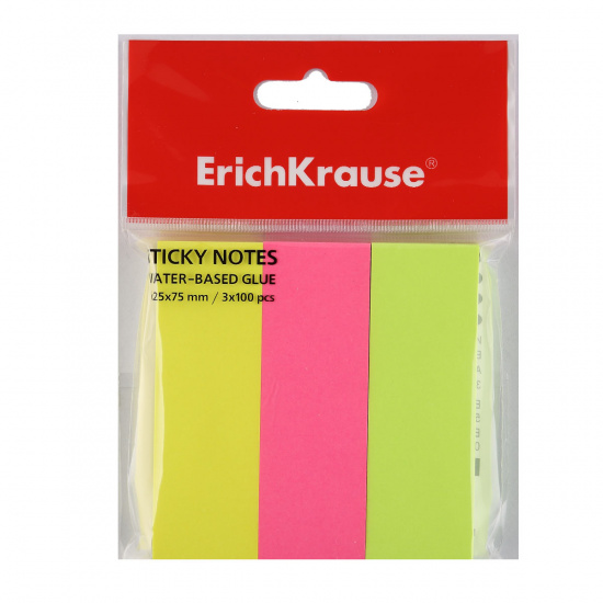Закладки клейкие бумага, 25*75 мм, 3 цвета Erich Krause 37174