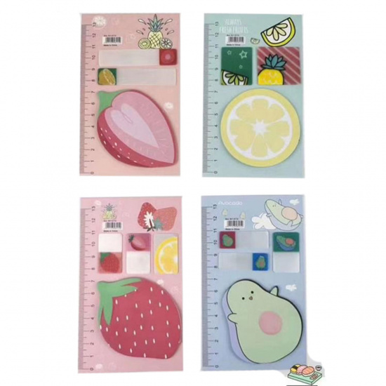 Закладки клейкие Fruit пластик, бумага, 3-4 цвета, 7 листов+15 листов, рисунок, 4 вида КОКОС 211467