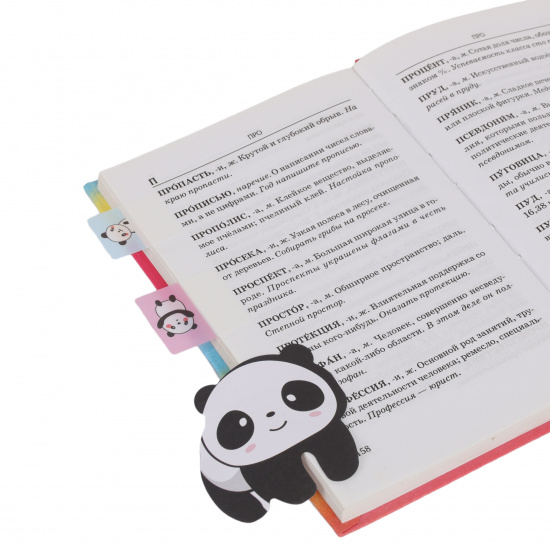 Закладки клейкие Panda пластик, бумага, 3-4 цвета, 7 листов+15 листов, рисунок, 4 вида КОКОС 213110
