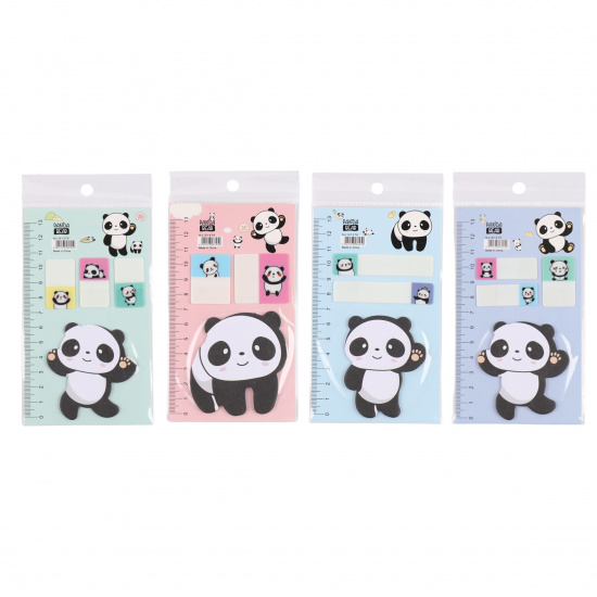 Закладки клейкие Panda пластик, бумага, 3-4 цвета, 7 листов+15 листов, рисунок, 4 вида КОКОС 213110