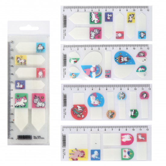 Закладки клейкие Unicorn пластик, 5-7 цветов, 7 листов, рисунок, 4 вида КОКОС 211468