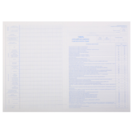 Табель, табель, А3, горизонтальный, офсет, Т-12/Ф-12, 100 шт. Табель, табель, А3, горизонтальный, офсет, Т-12/Ф-12, 100 шт.